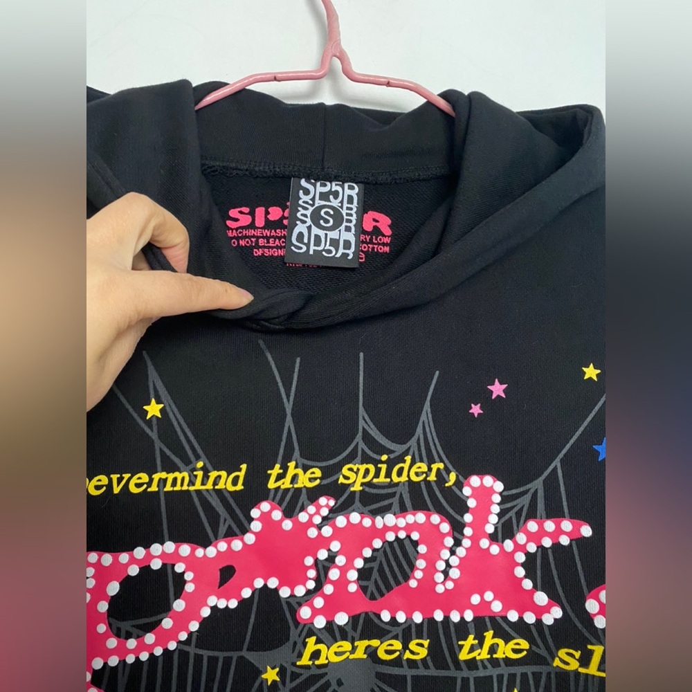 Sp5der p*nk hoodie Black (Small)